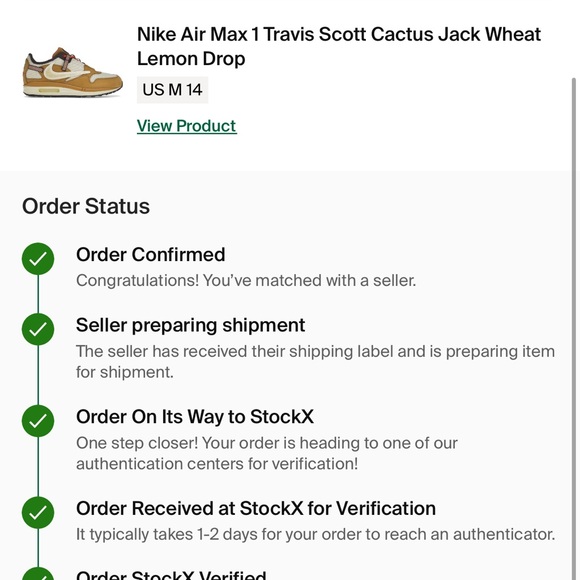 Nike Air Max 1 Travis Scott Catcus Jack Wheat Lemon Drop Size 14 Brand New - Picture 6 of 6